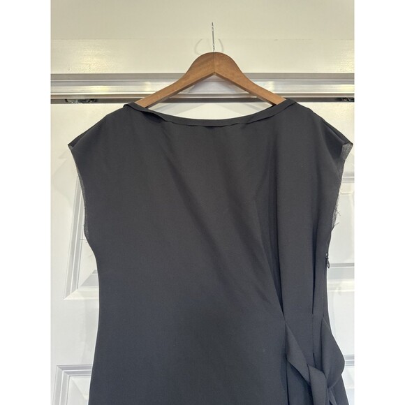 Reiss Womens 6 Black Cap Sleeve Misty Tie Waist Shift Dress Classic Career Work - Picture 4 of 8